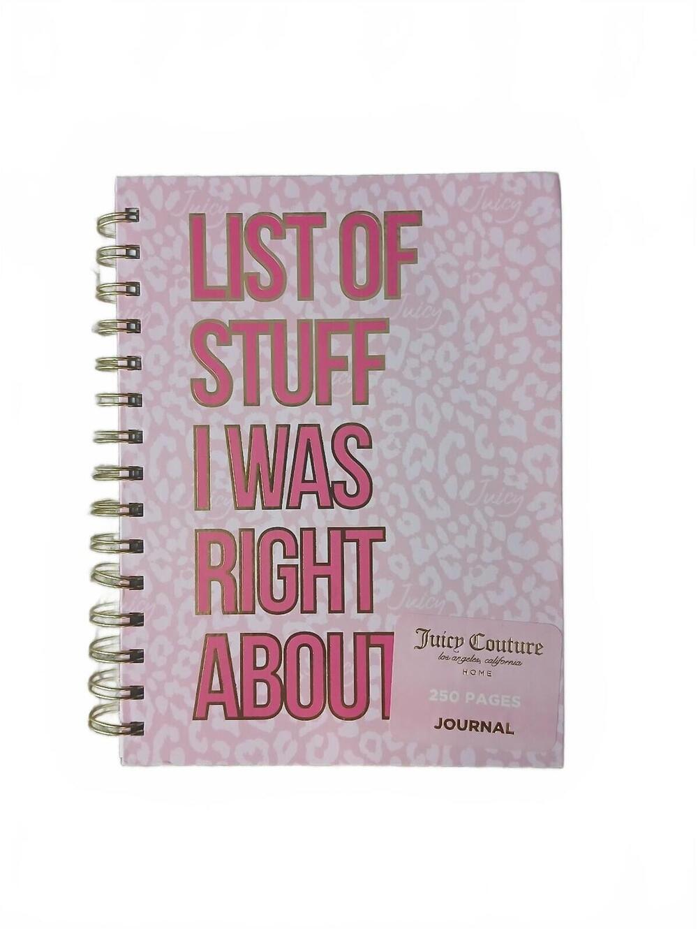 Juicy Couture Journal Pink Leopard Print List of Things I Was Right About NWT